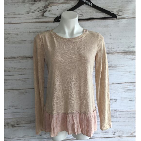 Eri + Ali Anthropologie Peplum Bleached Top Sz S - Picture 1 of 6
